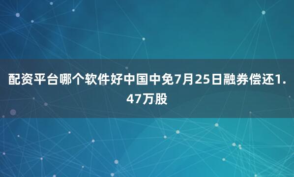 配资平台哪个软件好中国中免7月25日融券偿还1.47万股